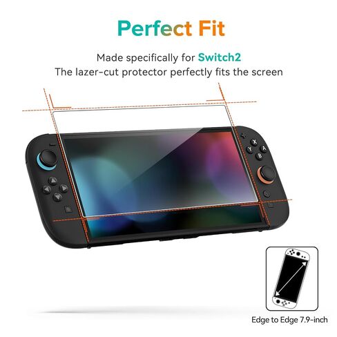 ivoler 3-Pack Screen Protector Tempered Glass for Nintendo Switch 2 Model 2025, Transparent HD Clear Anti-Scratch Screen Protector Accessories Compatible with Nintendo Switch 2, [7.9 inch] in Saudi Arabia
