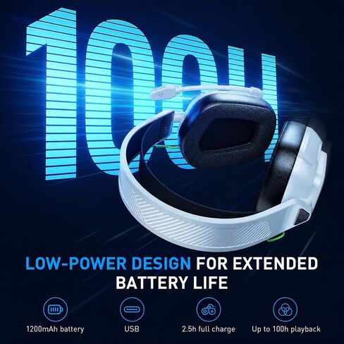 Wireless Gaming Headset for Xbox Series X/S, PS5, PC, Low Latency mit Mic | Gaming Headphones with 100-Hour Battery, 2.4GHz USB & Bluetooth 5.4, 50mm Drivers, Adjustable Headband, Soft Ear Cushions in Saudi Arabia