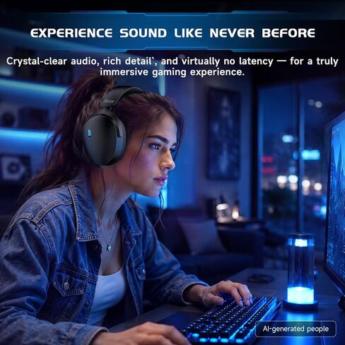 Acer Gaming Headset with Aluminum Frame for PS5, PS4, PC, Switch - JetBlack | Tri-Mode(2.4GHz/Bluetooth/Wired) Gaming Headphones with ENC Mic, Stereo Sound, 40H Battery, Blue Light Indicator, 50mm Driver in Saudi Arabia