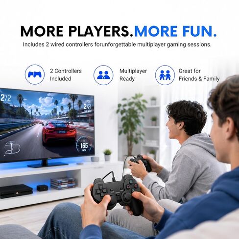Hopevry Wired PS2 Controller | 2 Pack Compatible with Sony PS2/PS2 Slim/PS1 | PlayStation 2 Controller with Dual Vibration, Plug and Play, Ergonomic grip for extended gaming in Kuwait