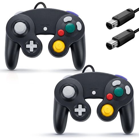 ANGFA 2 Pack Wired Controllers for GameCube, Classic Controller Compatible with Wii and NGC Game Cube Console, Plug & Play Classic Gamepad (Black) in Kuwait