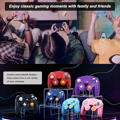 ANGFA 2 Pack Wired Controllers for GameCube, Classic Controller Compatible with Wii and NGC Game Cube Console, Plug & Play Classic Gamepad (Black) in Kuwait
