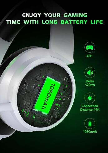 Wireless Gaming Headset for Xbox Series X|S, Xbox One, PS5, PS4-Blackwhite | Rotatable Earmuffs, 3D Surround Sound, Noise Canceling Microphones for Xbox Series X|S, Xbox One, Sega Gear, Mac in Saudi Arabia