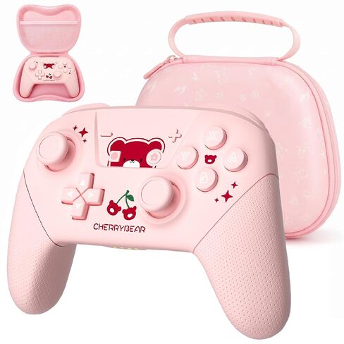 YKASEK Wireless Switch Pro Controller with Carrying Storage Case, Gamepad Remote for Switch Support NFC/Dual Vibration/Screenshot/Wake-up Function, Compatible with Switch/Switch Lite/OLED/PC, Pink in Saudi Arabia
