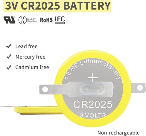 EEBM 10 حزمة بطارية CR2025 بطارية ليثيوم 3 فولت زر عملة معدنية 2025 بطارية خرطوشة Gameboy ورقة ملحومة، CR2025 بطارية بديلة اقتصاد بطارية Gameboy، ورقة ملحومة in Kuwait