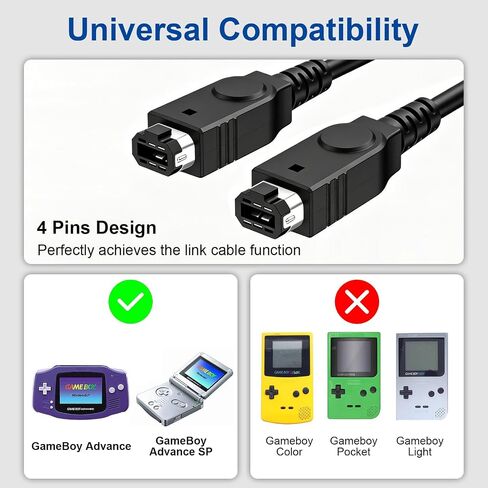 2 Pack Link Cable for GBA, 2 Player Link Cable for Nintendo Gameboy Advance SP/Gameboy Advance in Saudi Arabia
