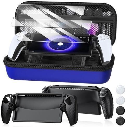 10 in 1 Accessoris Kit for Playstation Portal, Carrying Case for PS Portal | Portable EVA Hard Bag for PS5 Portal with Soft Silicone Protective Cover ,2x Screen Protectors,2xCleaning Kits &4xThumb Grips in Saudi Arabia