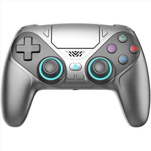 Gamrombo LED Wireless Controller for PS5, Compatible with PS5 Pro/Slim/PC, Dual Vibration, Macro/Turbo Function, 3.5mm Audio Jack, 6-Axis Motion Control Gamepad with Speaker - Chromatic Teal in Kuwait