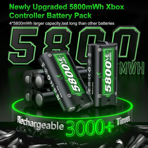 Feirsh Rechargeable Battery Pack for Xbox with Charger, 4x5800mWh Fast Charging Rechargeable Battery Packs for Xbox Controller Batteries for XboxOne Series X|S,One S/X,Sets Xbox one Cases and Storage in Saudi Arabia