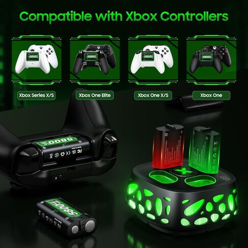 Feirsh Rechargeable Battery Pack for Xbox with Charger, 4x5800mWh Fast Charging Rechargeable Battery Packs for Xbox Controller Batteries for XboxOne Series X|S,One S/X,Sets Xbox one Cases and Storage in Saudi Arabia