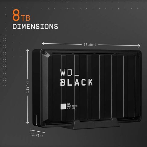 WD_BLACK 8TB D10 Game Drive - Portable External Hard Drive HDD Compatible with Playstation, Xbox, PC, & Mac - WDBA3P0080HBK-NESN in Kuwait