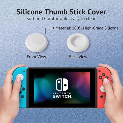 6 Pack White Silicone Analog Stick Covers for Nintendo Switch, Joy-Con Controller Thumb Grips, Joystick Replacement Caps in Saudi Arabia