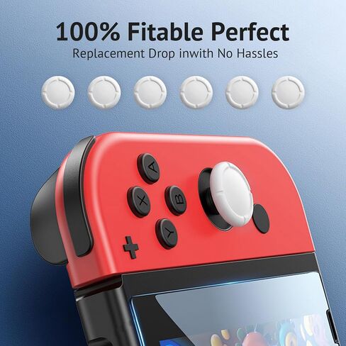 6 Pack White Silicone Analog Stick Covers for Nintendo Switch, Joy-Con Controller Thumb Grips, Joystick Replacement Caps in Saudi Arabia