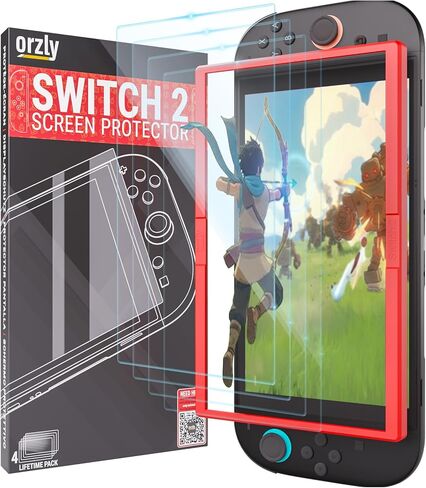 Orzly Glass Screen Protectors Compatible with Nintendo Switch - Premium Tempered Glass Screen Protector Twin Pack [2X Screen Guards - 0.24mm] for 6.2 Inch Tablet Screen on Nintendo Switch Console in Saudi Arabia
