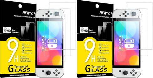 NEW'C 3 Pack Designed for Nintendo Switch Screen Protector Tempered Glass, Case Friendly Scratch Resistant,Bubble-Free, Ultra Resistant in Kuwait