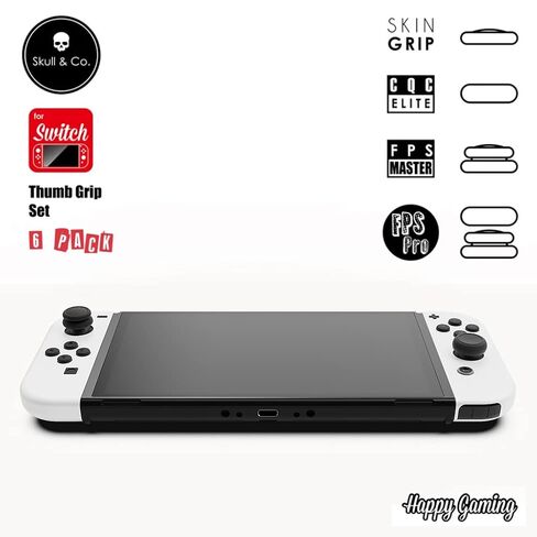 Skull & Co. Skin, CQC and FPS Thumb Grips Set Joystick Cap Analog Stick Cap for Nintendo Switch Joy-Con Controller - Black, 3 Pairs (6pcs) in Kuwait