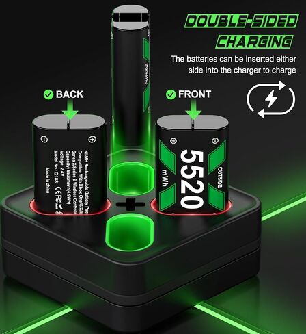 DINOSTRIKE Rechargeable Battery Pack & Charger Station for Xbox Series X|S, Xbox One Controllers - Includes 4 Battery Packs for Xbox with USB-A & USB-C Charging in Saudi Arabia