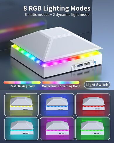 Auto Cooling Fan Dust Proof for Xbox Series X Console with Colorful Light | Dust Cover Filter, Rubber Dust Plugs, Light Strip,Low Noise Top Fan with 3 Gears, Cooler&Light Touch Switch,2 USB Port(White) in Saudi Arabia