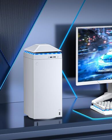 Auto Cooling Fan Dust Proof for Xbox Series X Console with Colorful Light | Dust Cover Filter, Rubber Dust Plugs, Light Strip,Low Noise Top Fan with 3 Gears, Cooler&Light Touch Switch,2 USB Port(White) in Saudi Arabia