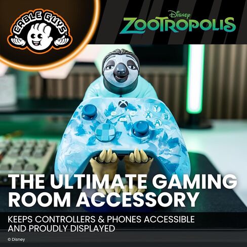 Cableguys Zootopia Flash The Sloth Controller Holder & Phone Stand - Gaming Setup Accessories for Desk and Game Room, Controller Stand Compatible with Xbox, PlayStation & Most Standard Controllers in Saudi Arabia