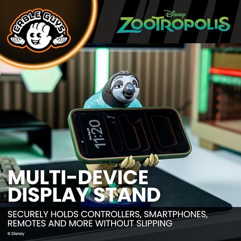 Cableguys Zootopia Flash The Sloth Controller Holder & Phone Stand - Gaming Setup Accessories for Desk and Game Room, Controller Stand Compatible with Xbox, PlayStation & Most Standard Controllers in Saudi Arabia