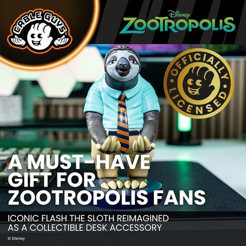 Cableguys Zootopia Flash The Sloth Controller Holder & Phone Stand - Gaming Setup Accessories for Desk and Game Room, Controller Stand Compatible with Xbox, PlayStation & Most Standard Controllers in Saudi Arabia