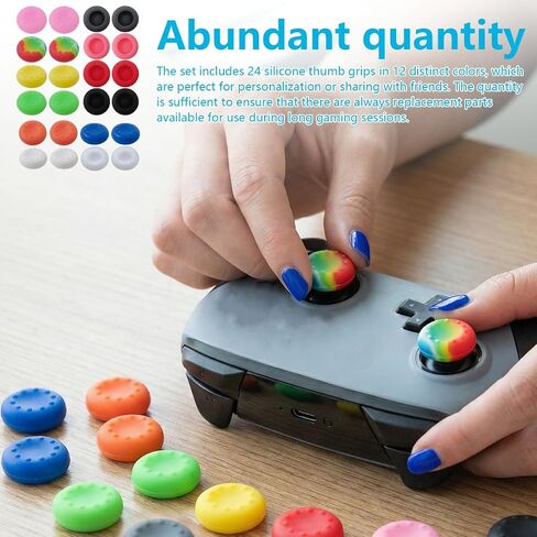 JURENGUDF Anti-Slip Thumb Grips - High Sensitivity Silicone Caps Ideal for PS5/PS4/ Xbox Series X/S/Xbox One & 360 Controllers, 24 Pack in Saudi Arabia