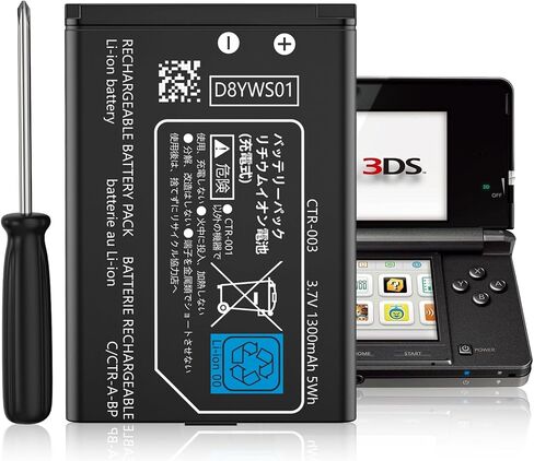 3DS Battery,3.7V 1300mAh High-Capacity Replacement Battery for 3DS and 2DS Consoles,Includes Tool Kit in Kuwait