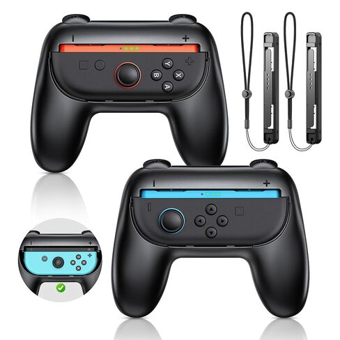 WAXITY [Fit For switch1/2] Hand Grips for Switch 2 (2025)/OLED, Ergonomic Comfort&Wear-Resistant Handle Grips for Joy Cons Controller Accessories Kit Control Handle for Switch 2 (Orange& Blue) in Saudi Arabia