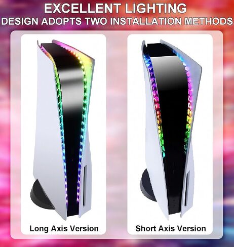 RGB LED Light for PS5,Colorful Light Strip for Playstation5 Console with 7 Colors 358 Effects,PS 5 DIY Flexible Strip Light Kit Decoration Accessory with IR Remote, 2 Installation Methods in Saudi Arabia