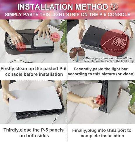 RGB LED Light for PS5,Colorful Light Strip for Playstation5 Console with 7 Colors 358 Effects,PS 5 DIY Flexible Strip Light Kit Decoration Accessory with IR Remote, 2 Installation Methods in Saudi Arabia