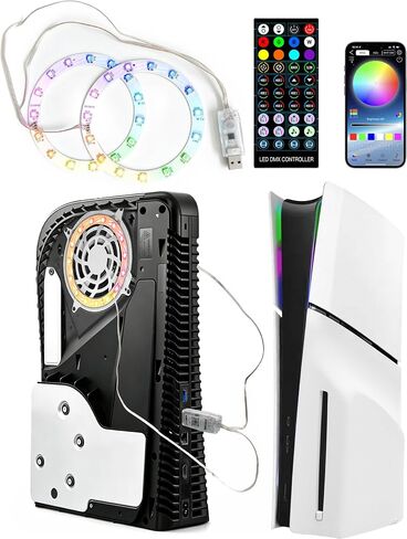Joso LED Light Strip for PS5/PS5 Slim/PS5 Pro RGB Decoration Accessories | LED Ring with 8 Colors 400 Effects, Music Sync, IR Remote/APP Control in Saudi Arabia