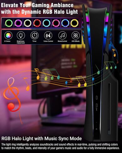 Joso LED Light Strip for PS5/PS5 Slim/PS5 Pro RGB Decoration Accessories | LED Ring with 8 Colors 400 Effects, Music Sync, IR Remote/APP Control in Saudi Arabia