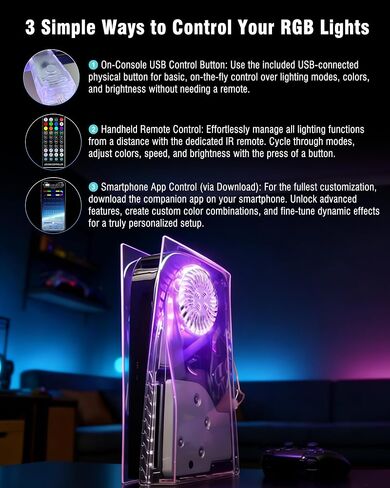 Joso LED Light Strip for PS5/PS5 Slim/PS5 Pro RGB Decoration Accessories | LED Ring with 8 Colors 400 Effects, Music Sync, IR Remote/APP Control in Saudi Arabia