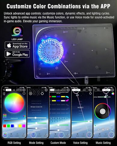 Joso LED Light Strip for PS5/PS5 Slim/PS5 Pro RGB Decoration Accessories | LED Ring with 8 Colors 400 Effects, Music Sync, IR Remote/APP Control in Saudi Arabia