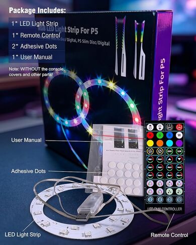 Joso LED Light Strip for PS5/PS5 Slim/PS5 Pro RGB Decoration Accessories | LED Ring with 8 Colors 400 Effects, Music Sync, IR Remote/APP Control in Saudi Arabia