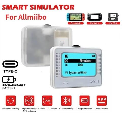 PEGLY Smart NFC Emulator Compatible with Nintendo Switch, 3DS, and Wii U, 1.2" OLED Display, Rechargeable NFC Device with High-Capacity Storage for NFC-Enabled Games in Saudi Arabia