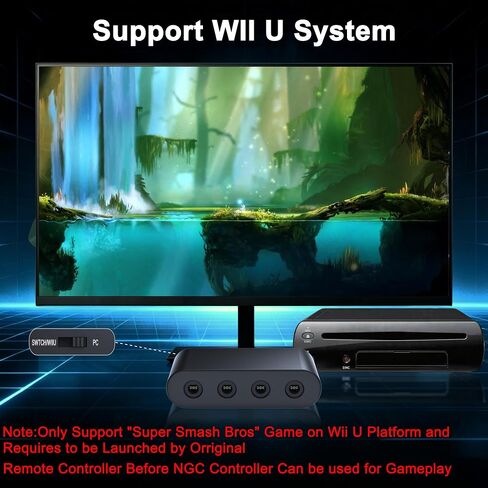 Gamecube Controller Adapter for Wii U, PC Windows, Nintendo Switch/OLED/Switch 2 Gamecube Converter, Support 4 Gamecube Controller to Play Supper Smash Bros with 3.3ft Long Cable in Saudi Arabia