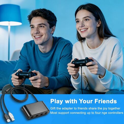 Gamecube Controller Adapter for Wii U, PC Windows, Nintendo Switch/OLED/Switch 2 Gamecube Converter, Support 4 Gamecube Controller to Play Supper Smash Bros with 3.3ft Long Cable in Saudi Arabia