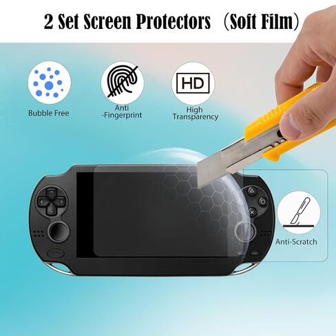JDGPOKOO 5 in 1 Accessories Kit for PS Vita 1000, Carrying Case for PSV 1000, Hand Grip, 2 Set Screen Protectors and Charging Cable Compatible with PlayStation Vita 1000/PCH-1000 ONLY in Kuwait