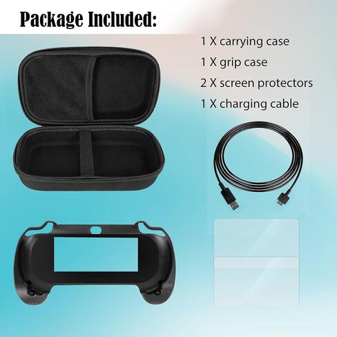 JDGPOKOO 5 in 1 Accessories Kit for PS Vita 1000, Carrying Case for PSV 1000, Hand Grip, 2 Set Screen Protectors and Charging Cable Compatible with PlayStation Vita 1000/PCH-1000 ONLY in Kuwait