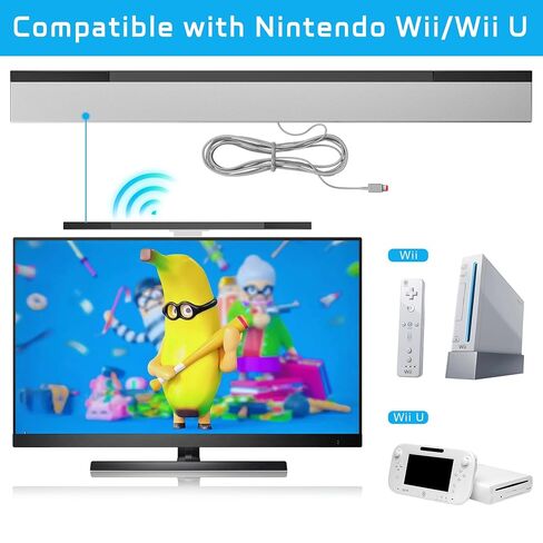 LA NREUCETS Wii Wired Infrared Ray Sensor Bar Replacement Video Game Accessories Compatible with Nintendo Wii and Wii U Console, Includes Clear Stand in Kuwait