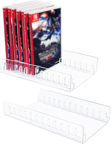 WEIMINLI 2-Pack 12-Game Case Holders for Nintendo Switch, Clear Acrylic | Two clear acrylic organizers hold 24 Nintendo Switch game cases total; use together or separately on a desk or shelf. in Kuwait