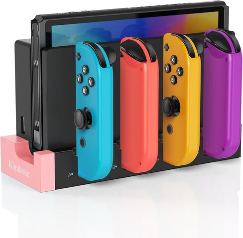 Switch Controller Charger Dock for Nintendo Switch 1/OLED for 4 Joy-Cons | Fast Charging Station for 4 Joycons, Stand for Nintendo Switch Dock Accessories, with LED Indicator & Extra USB 2.0 Port in Saudi Arabia