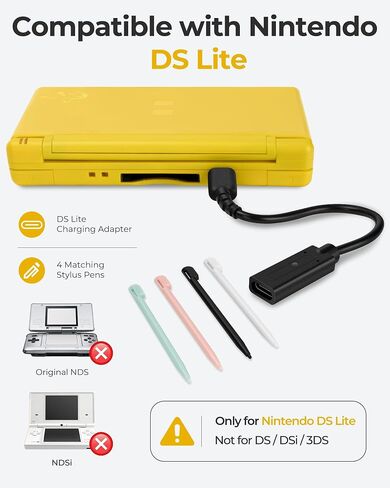 DS Lite Charger and Stylus Bundle, USB C to DS Lite Charging Adapter with 4 Replacement Stylus Pens for Nintendo DS Lite NDSL in Kuwait