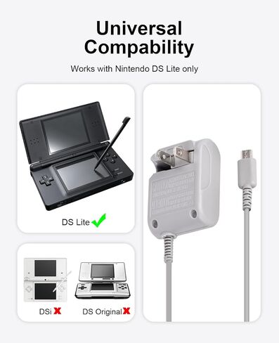 DS Lite Charger Set, AC Adapter & USB-C to DS Lite Charging Cable & 4 Stylus Pen Compatible with Nintendo DS Lite Wall Power Portable Travel Bundle in Saudi Arabia