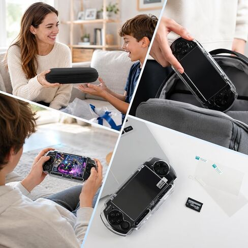 مجموعة ملحقات Jedaful 5 في 1 لجهاز Sony PSP 2000 3000، حقيبة حمل صلبة للسفر من مادة EVA، حافظة صلبة شفافة مضادة للانزلاق، واقيات شاشة HD PET ومحول Micro SD لجهاز Sony PSP in Kuwait