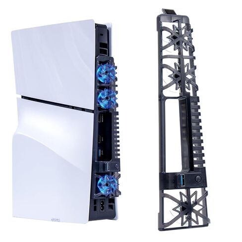 PS5 Cooling Fan with LED Light & USB Port, Quiet External Fan for PlayStation 5 Digital/Disc Console, White (Not Compatible with Slim/Pro) in Kuwait