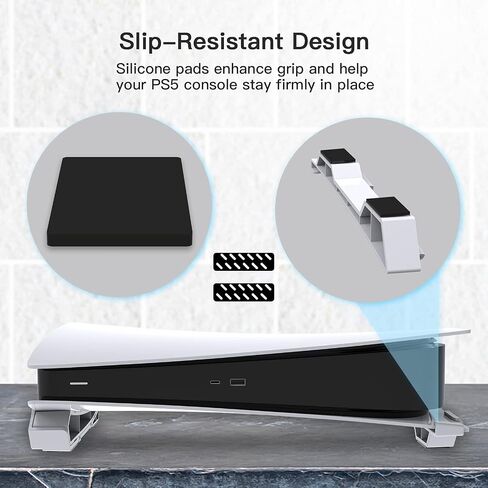 حامل أفقي لملحقات NexiGo PS5، [تصميم بسيط]، حامل قاعدة PS5، متوافق مع قرص PlayStation 5 والإصدارات الرقمية، أبيض in Kuwait