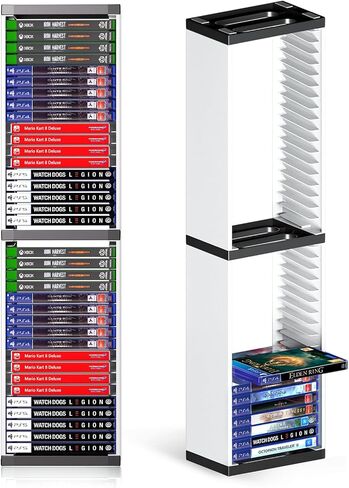 Nargos Video Game Storage Stand Tower for PS5/PS4/PS3/Xbox Series S & X/Xbox One, Universal Game Disc Holder Vertical Blu Ray Case Organizer, Black in Saudi Arabia